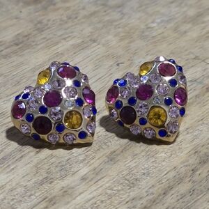 Heart-Shaped Multicolor Stud Earrings